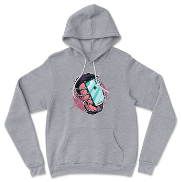 Phone Face Hugger Hoodie in Athletic Heather color
